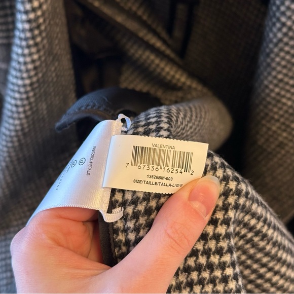 BCBG MaxAzria black and white houndstooth wool blend coat sz L - Picture 5 of 7